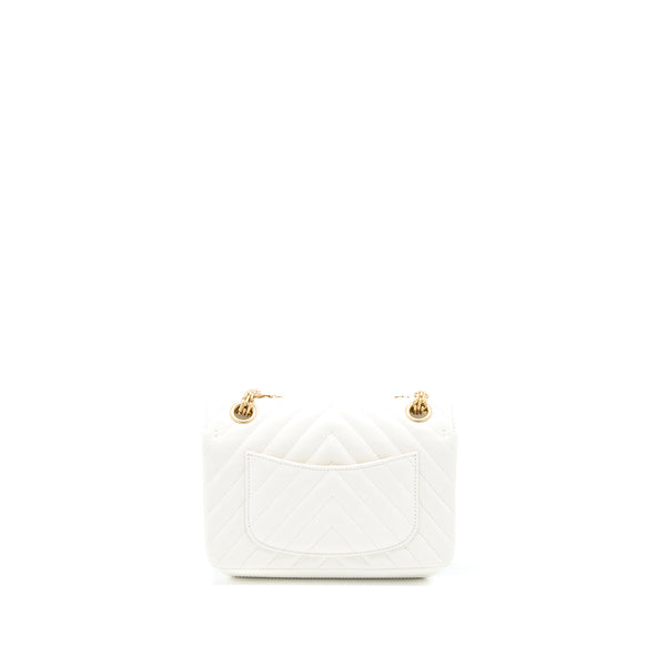 Chanel Mini 2.55 Reissue Chevron Flap Bag Aged Calfskin White Brushed GHW (Microchip)
