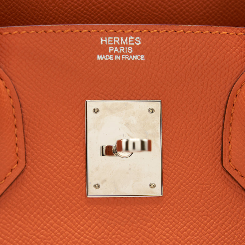 Hermes birkin 30 Epsom Orange SHW stamp square P