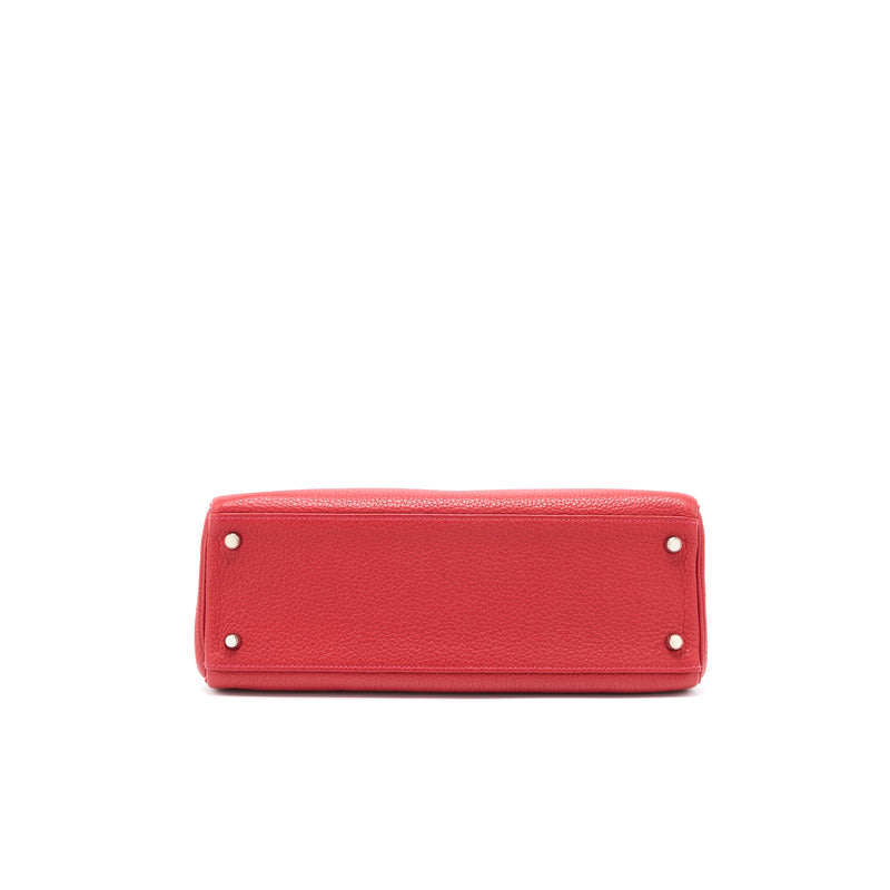 Hermes Kelly 32 Clemence Q5 Rouge Casaque SHW Stamp Square Q