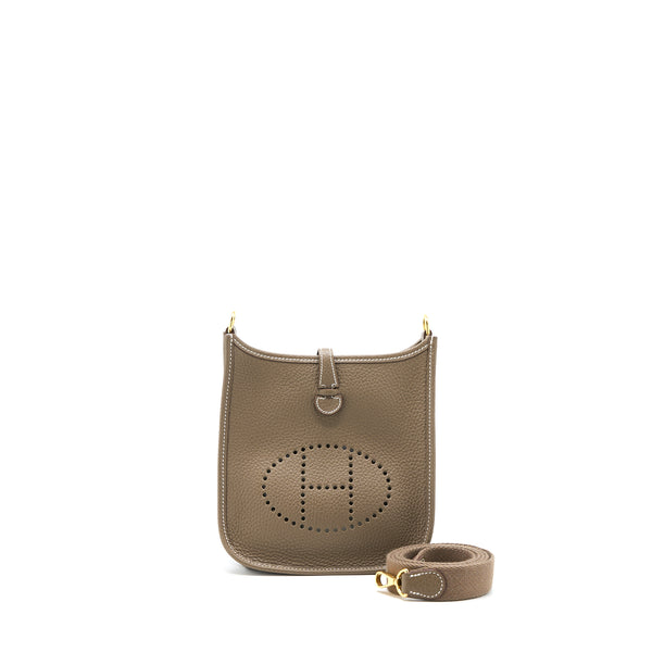 Hermes Mini Evelyne Clemence Etoupe GHW Stamp Z