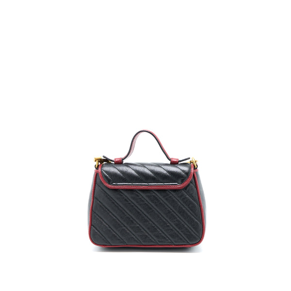 Gucci GG Marmont Mini Top Handle Bag Calfskin Black/Red GHW