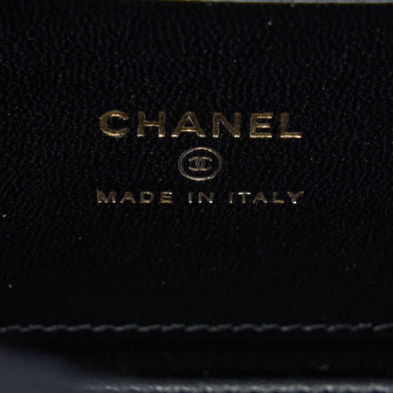 Chanel 22A Top Handle Long Vanity With Chain Lambskin Black LGHW (New Version)