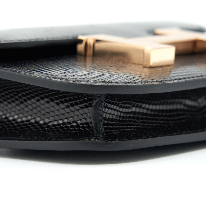 Hermes constance slim lizard leather black with RGHW stamp Z