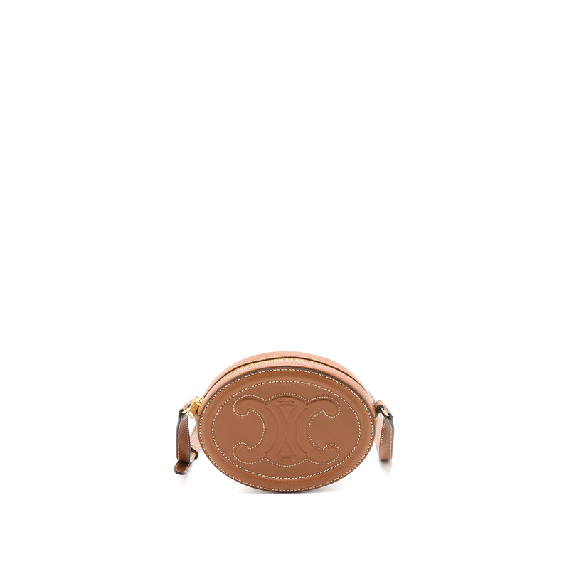 Celine Crossbody Oval Purse Cuirass Triomphe Smooth Calfskin Tan GHW