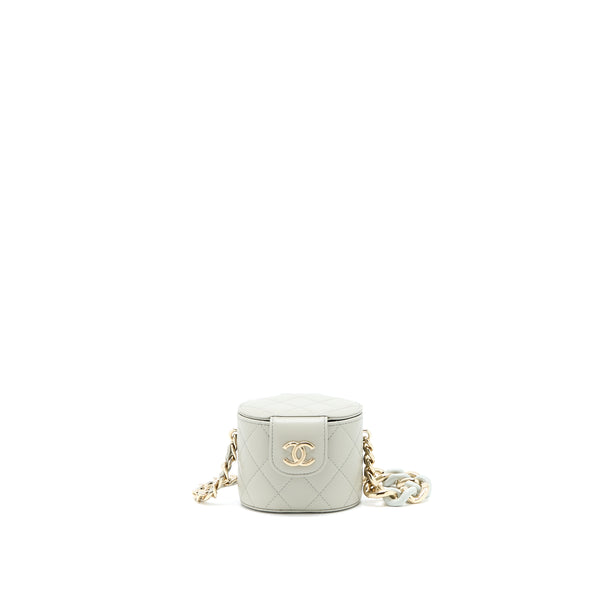 Chanel Giant Chain Mini Vanity Case Lambskin Light Grey LGHW