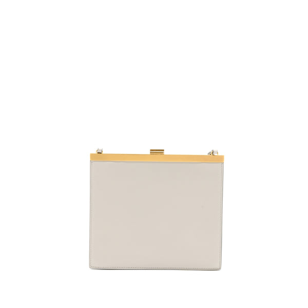 Celine Mini Clasp Shoulder Bag Light Grey Ruthenium GHW