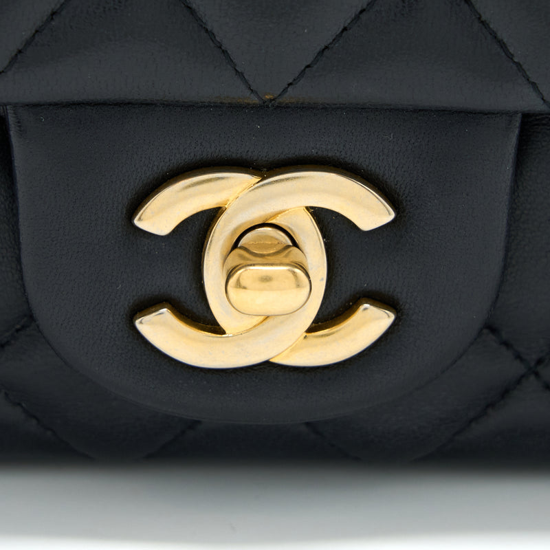 Chanel Mini Rectangular Flap Bag Lambskin Black GHW