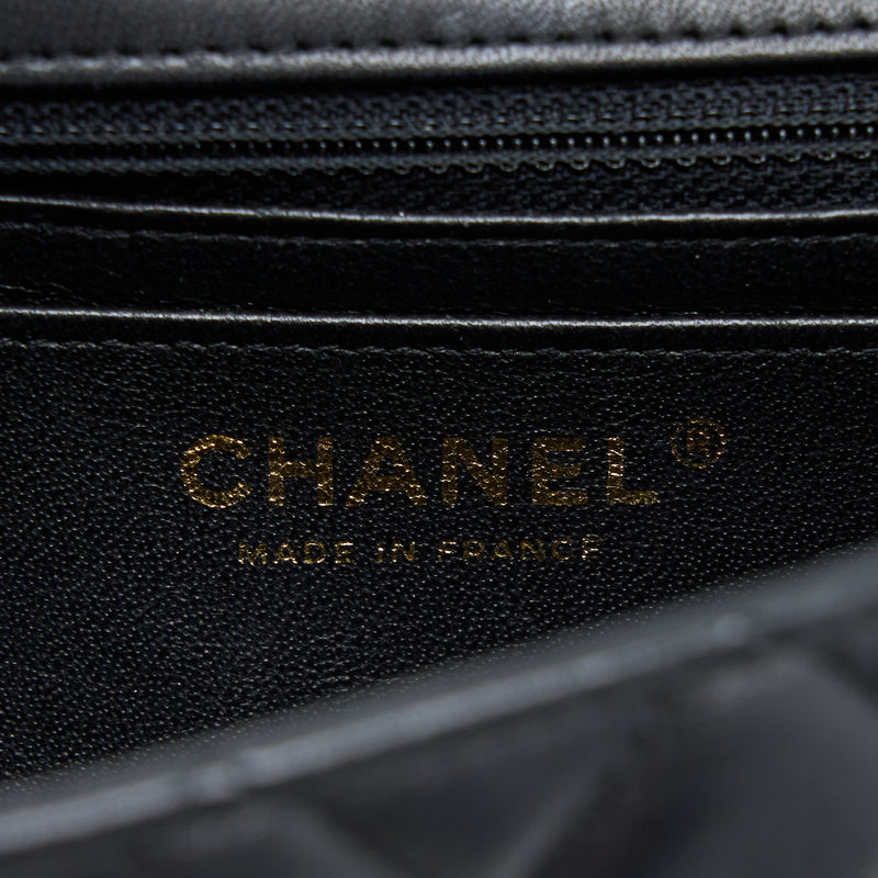 Chanel Mini Rectangular Flap Bag Lambskin Black GHW