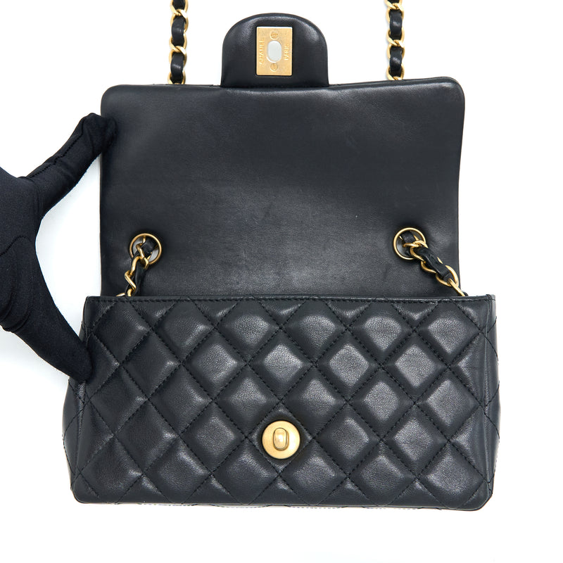 Chanel Mini Rectangular Flap Bag Lambskin Black GHW