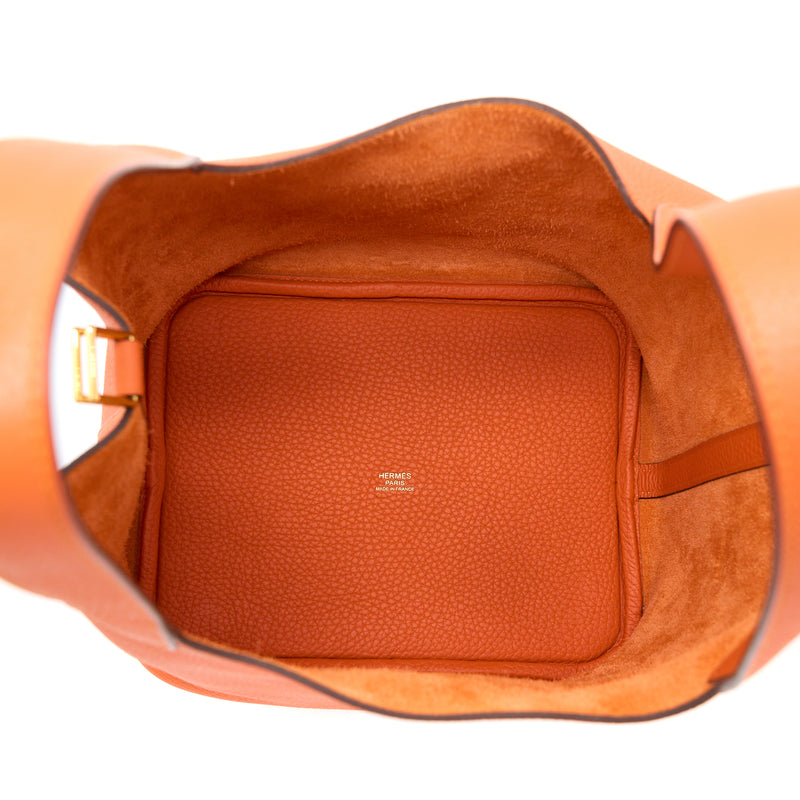 Hermes Picotin 22 Lock Bag Clemence 9J Feu GHW Stamp Y