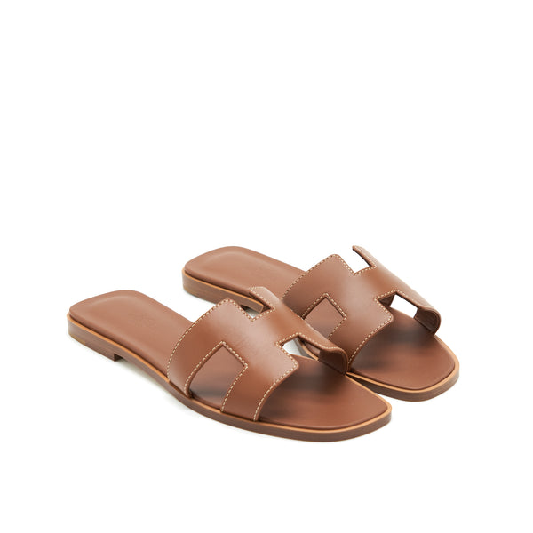 Hermes size 37.5 Oran sandals gold