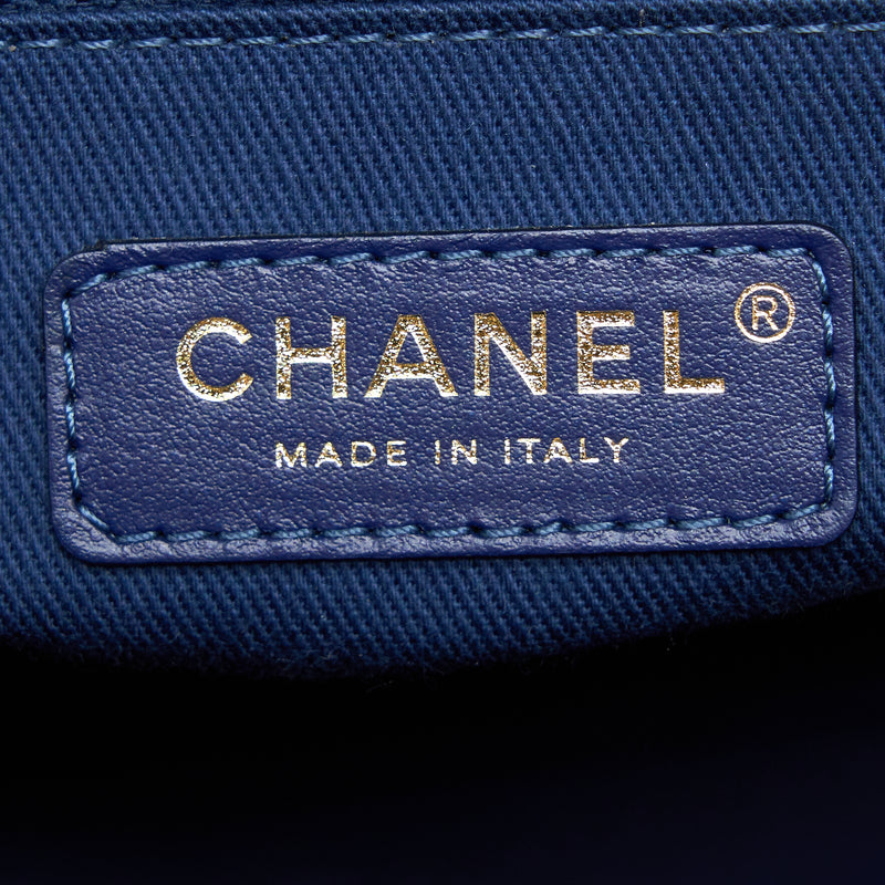 Chanel Deauville Tote Bag Canvas Dark Blue LGHW