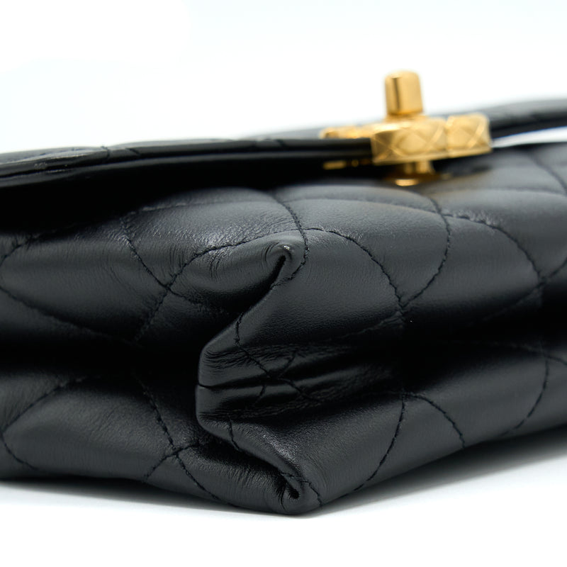 Chanel 22S Seasonal Flap Bag Calfskin Black Brushed GHW