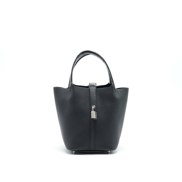 Hermes picotin Lock 18 Touch Bag Clemence with alligator handle black SHW