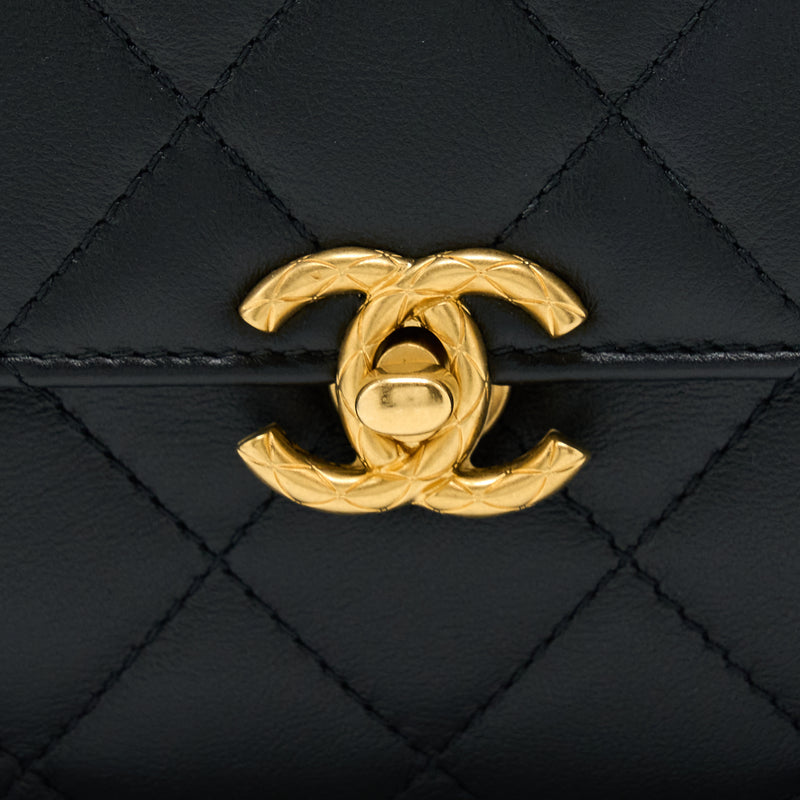 Chanel 22S Seasonal Flap Bag Calfskin Black Brushed GHW