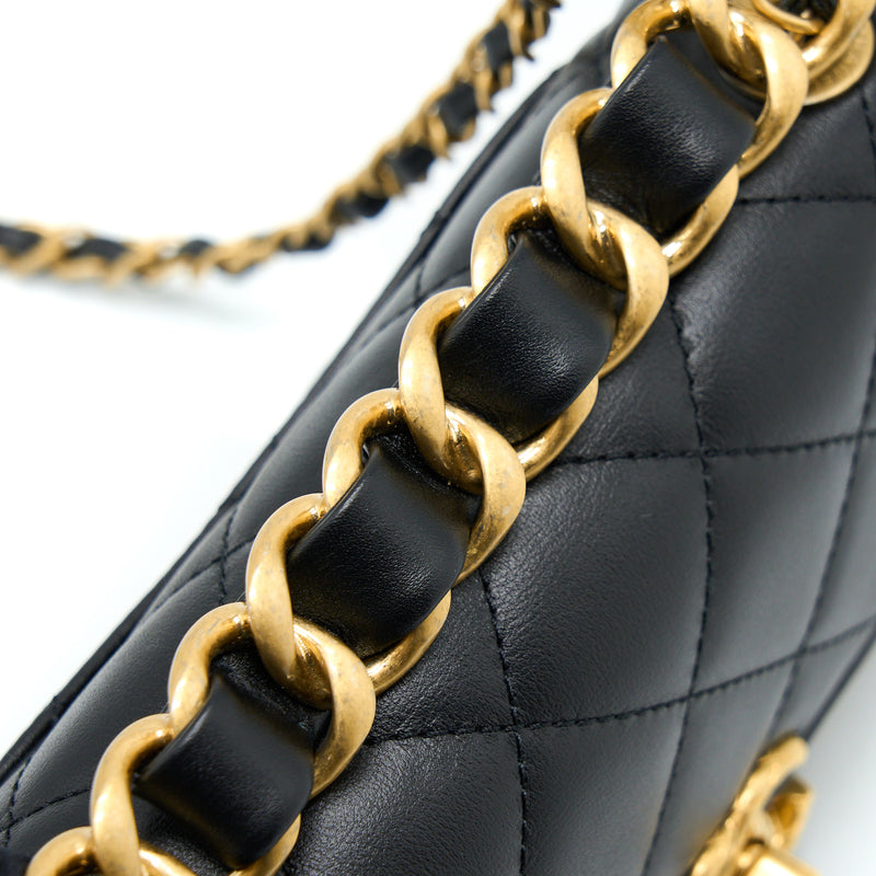 Chanel 22S Seasonal Flap Bag Calfskin Black Brushed GHW