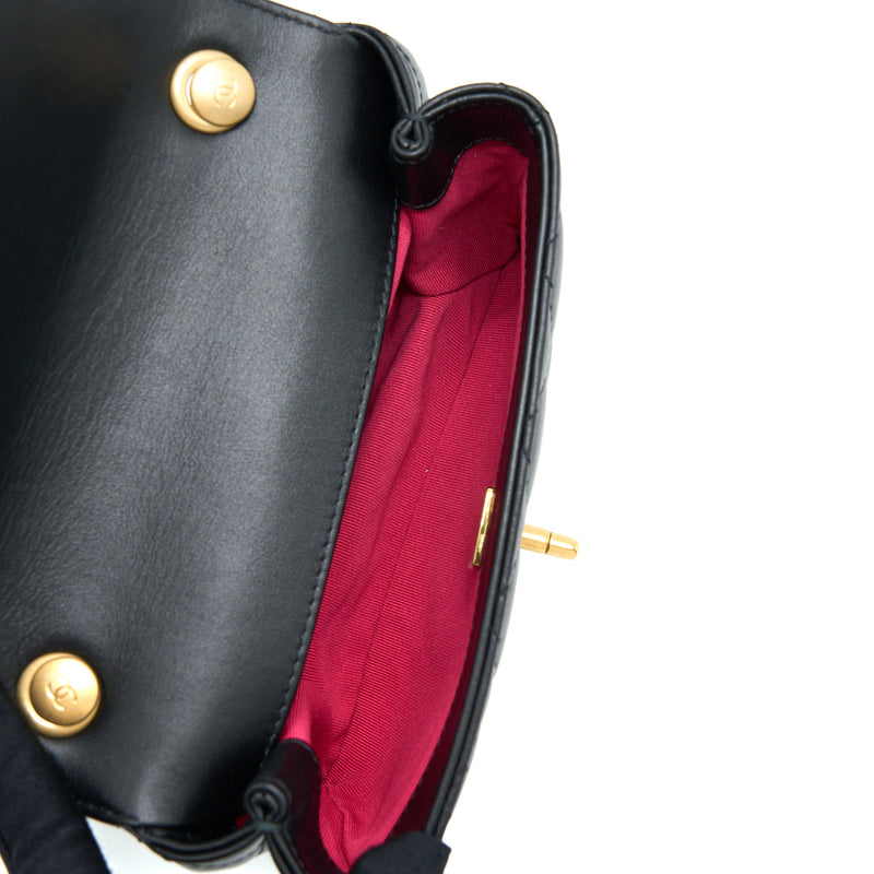 Chanel 22S Seasonal Flap Bag Calfskin Black Brushed GHW