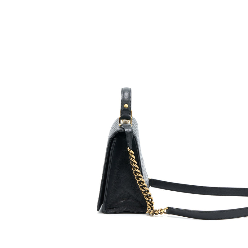 Chanel Rita Top Handle Flap Bag Grained Goatskin Black Brushed GHW