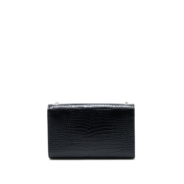 Saint Laurent Kate with Tassel Chain Bag Croc Embossed Calfskin Black SHW