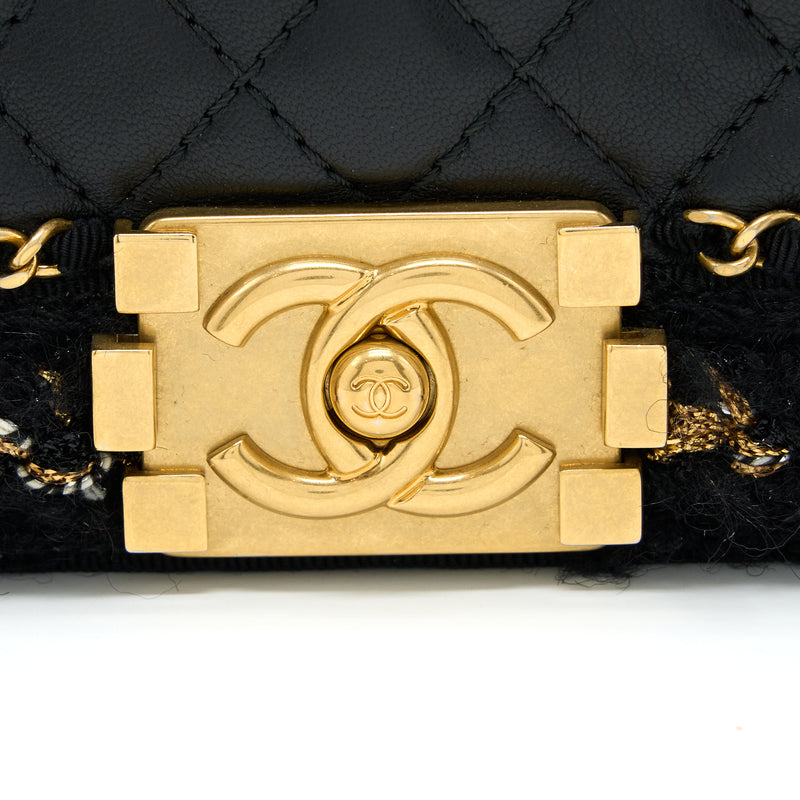 Chanel Small Jacket Boy Bag Lambskin/Tweed Black GHW