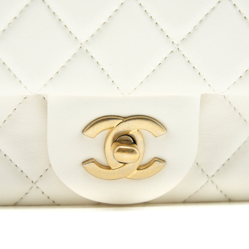 Chanel Pearl Crush Mini Square Flap Bag White GHW