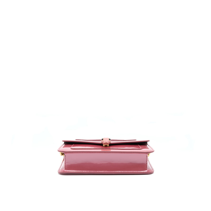 Bvlgari Serpenti Forever Chain Wallet Patent Dark Pink