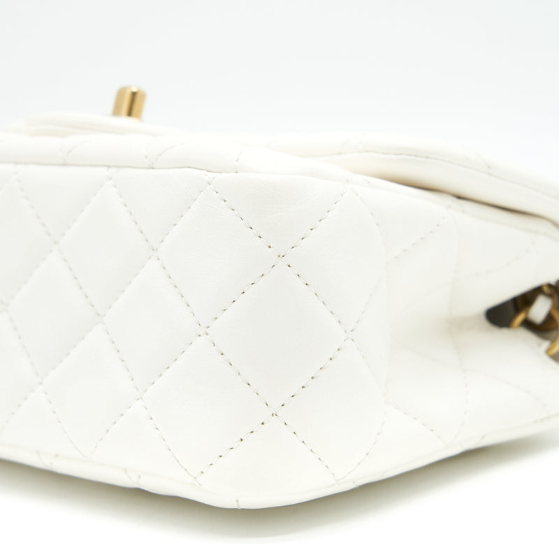 Chanel Pearl Crush Mini Square Flap Bag White GHW