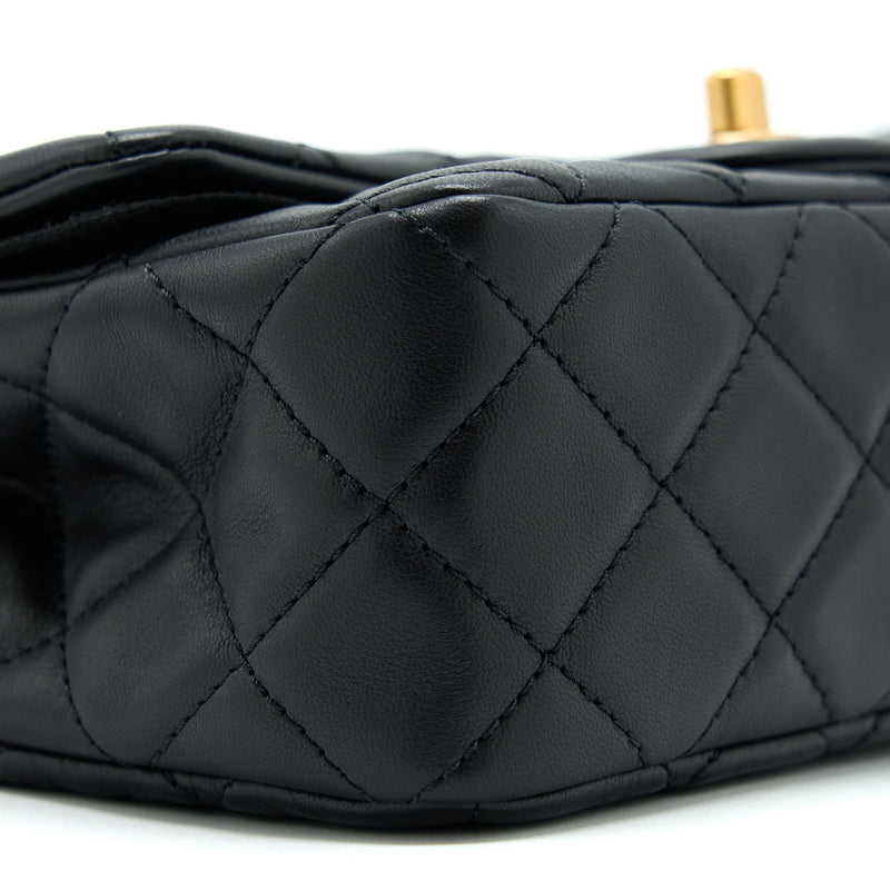 Chanel Pearl Crush Mini Rectangular Lambskin Black With GHW (Microchip)