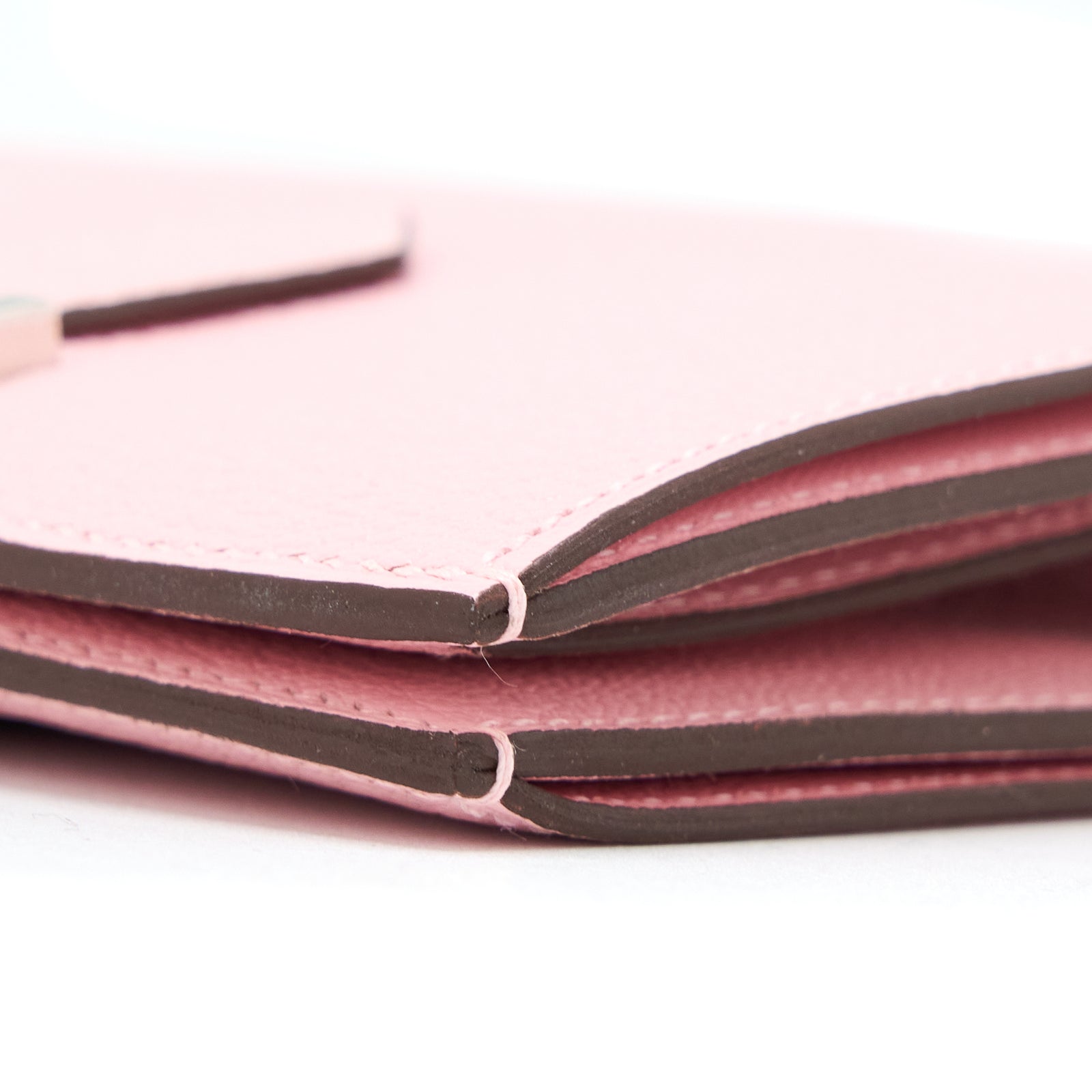 HERMES◆BEARN COMPACT ROSE SAKURA◆ HERMES Chevre Mysore Tri-Fold Compact Bearn Wallet Rose