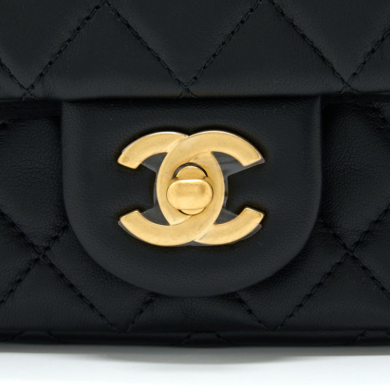 Chanel Pearl Crush Mini Rectangular Lambskin Black With GHW (Microchip)