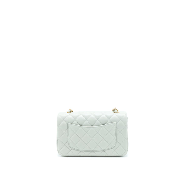 Chanel 23C Mini Rectangular Flap Bag Lambskin Light Grey LGHW (Microchip)
