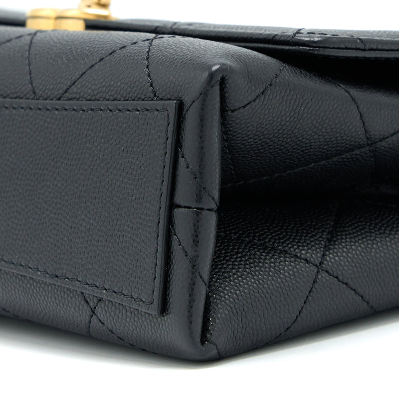 Chanel Detail Chain Flap Bag Grained Calfskin Black GHW (Microchip)