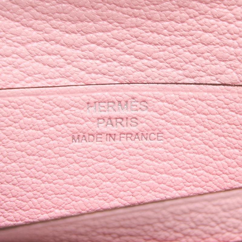 Hermes Bearn Compact Wallet Chevre Mysore 3Q Rose Sakura SHW Stamp D