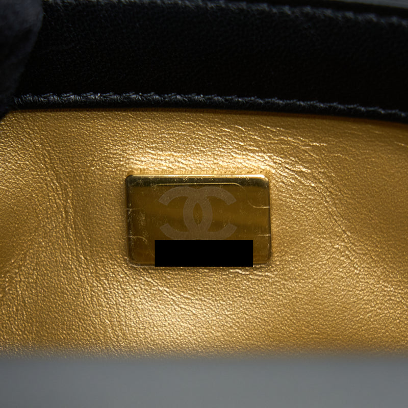 Chanel Pearl Crush Mini Rectangular Lambskin Black With GHW (Microchip)