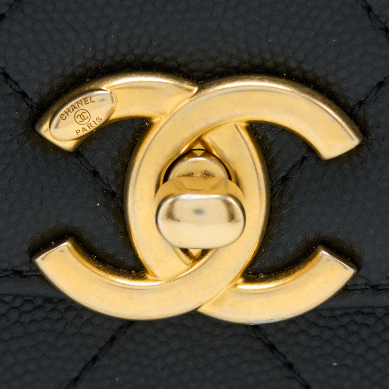 Chanel Detail Chain Flap Bag Grained Calfskin Black GHW (Microchip)