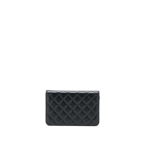 Chanel 22B Detail CC Logo Wallet On Chain Caviar Black LGHW (Microchip)