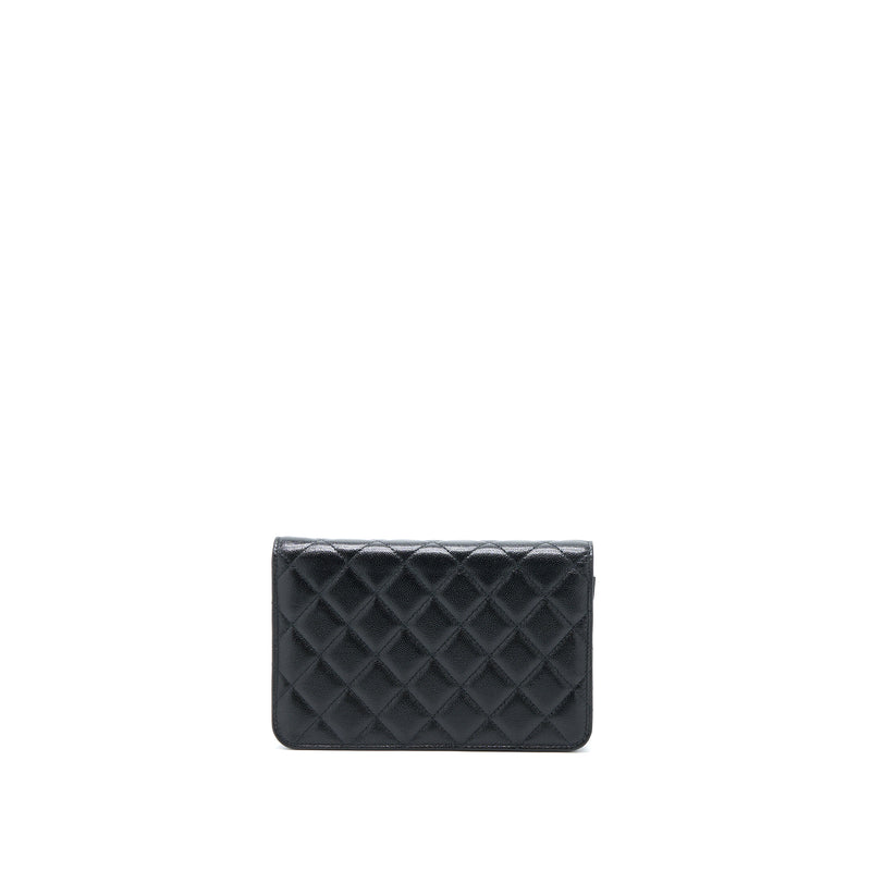 Chanel 22B Detail CC Logo Wallet On Chain Caviar Black LGHW (Microchip)