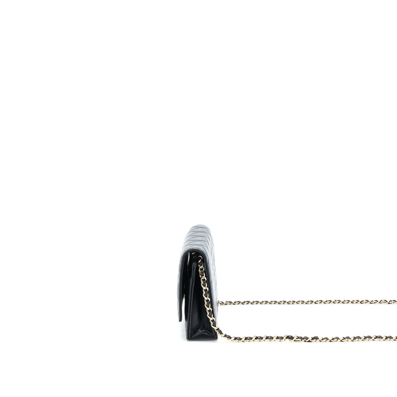 Chanel 22B Detail CC Logo Wallet On Chain Caviar Black LGHW (Microchip)