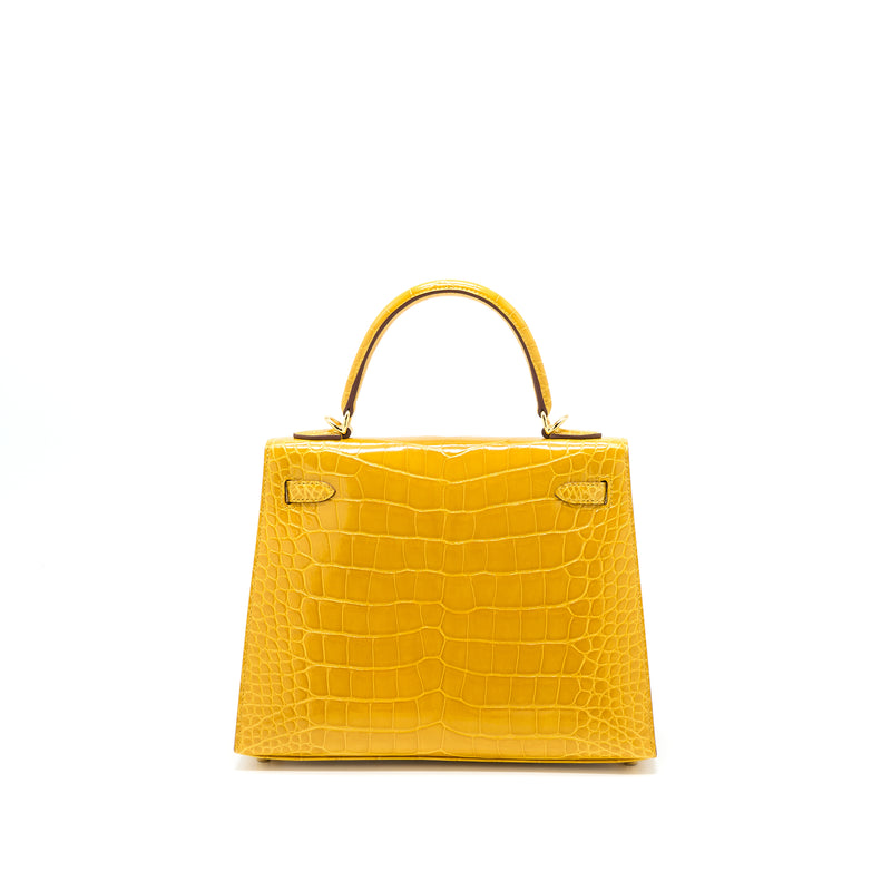 Hermès Kelly 25 Jaune Ambre Sellier Alligator Mississippi Lisse Gold H —  The French Hunter