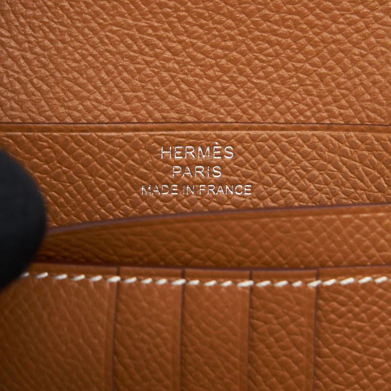 Hermes Bearn Compact Wallet Epsom Gold SHW Stamp Z