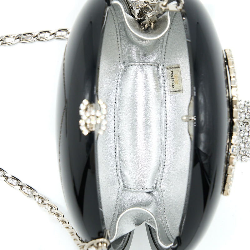 Chanel Runway Orb-shaped Evening Clutch Black with Crystal / Crystal Chain