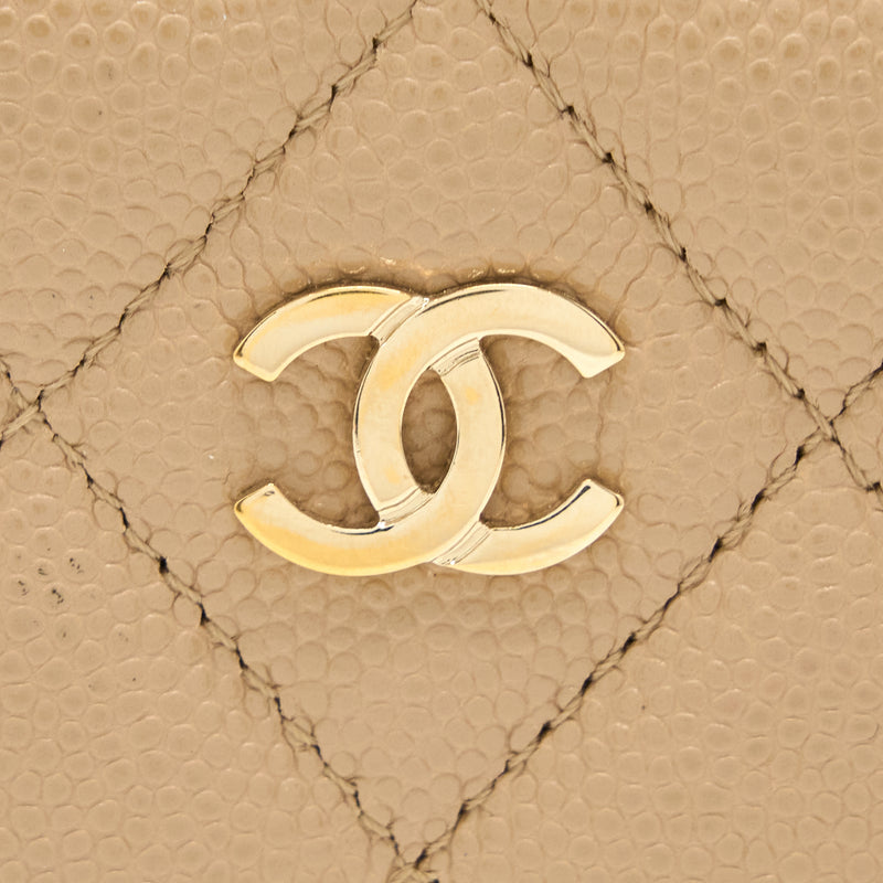 Chanel Classic Card Holder Caviar Dark Beige GHW