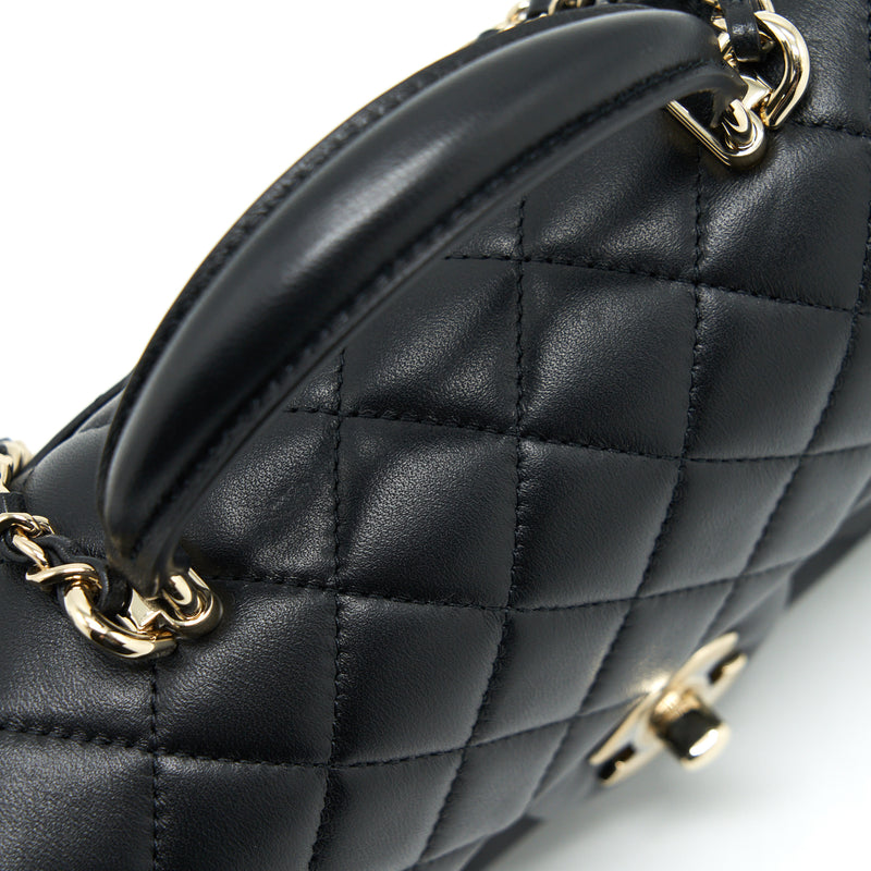 Chanel 22P Top Handle Mini Rectangular Flap Bag Lambskin Black LGHW