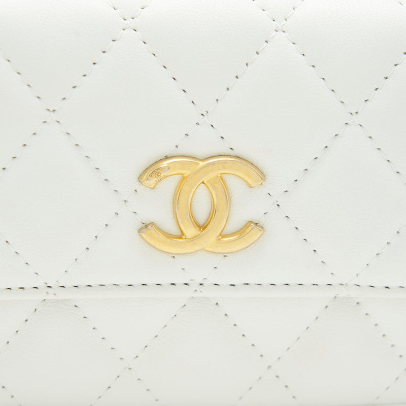 Chanel Pearl Crush Mini Crossbody Bag Lambskin White GHW