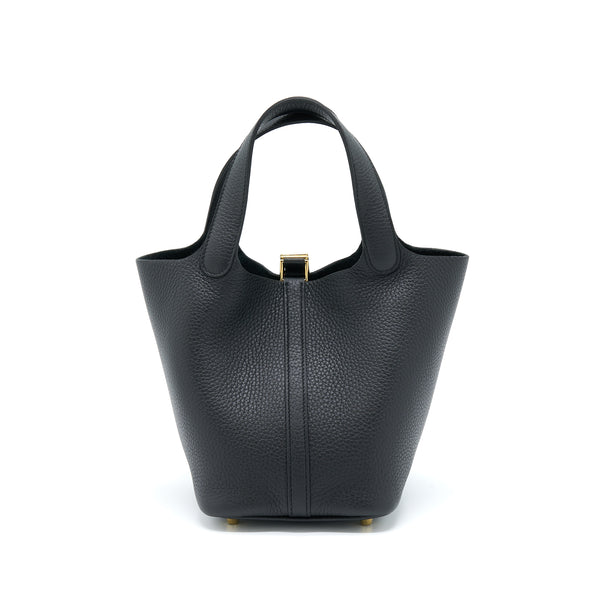 Hermes Picotin 18 Lock Bag Clemence Black GHW Stamp U