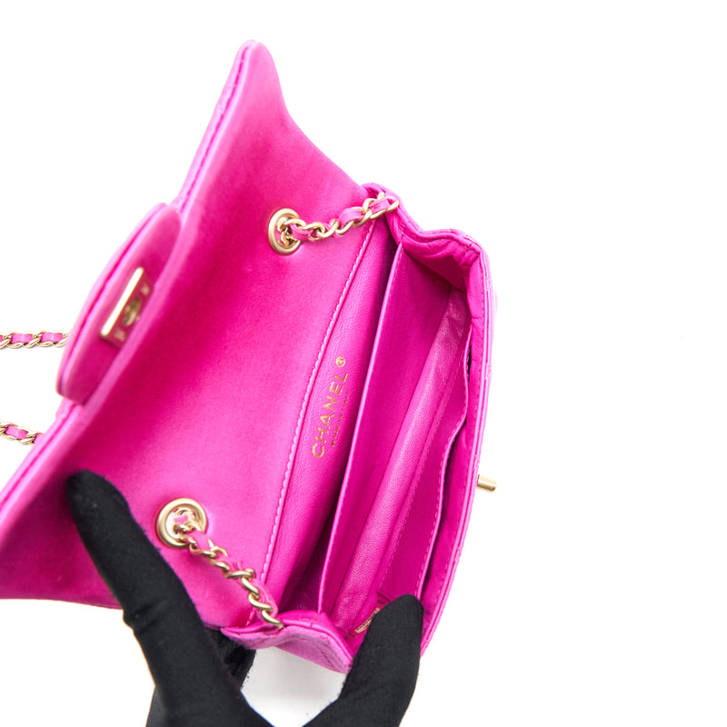 CHANEL bag mini rectangular velvet Fuchsia pink gold hardware