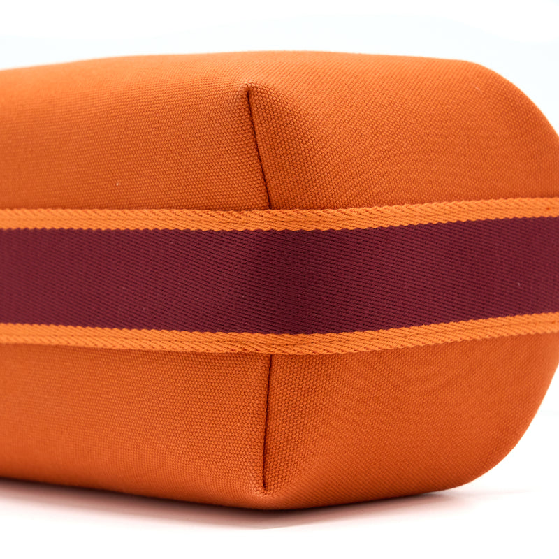 Hermes Trousse De Toilette Bride A Brac PM Travel Pouch Orange Feu