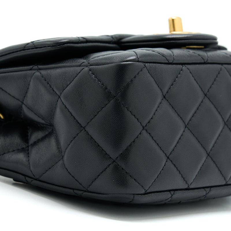 Chanel Pearl Crush Mini Square Flap Bag Lambskin Black GHW (Microchip)