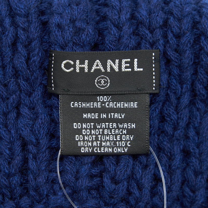 Chanel 21K CC Logo Cashmere Hat Blue