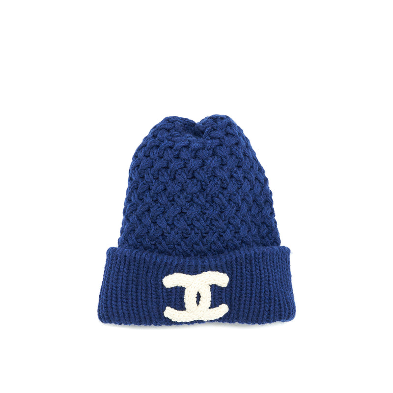 Chanel 21K CC Logo Cashmere Hat Blue